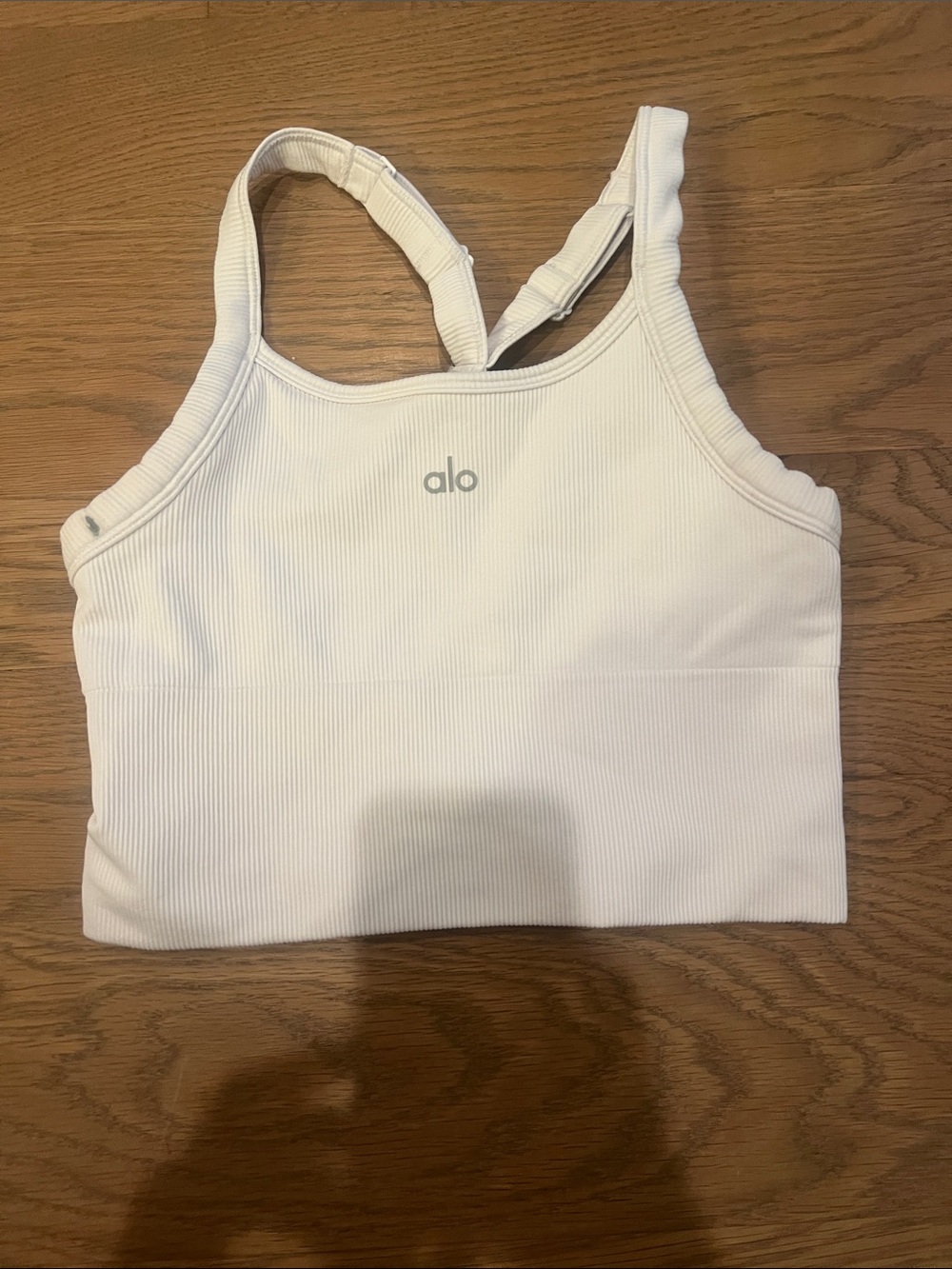ALO Yoga White Ribbed Sports Bra Tank